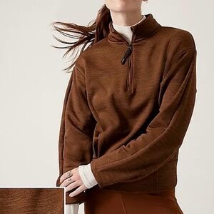 Athleta Altitude Polartec Brown Red Quarter-Zip Crop Women's Sweater Large